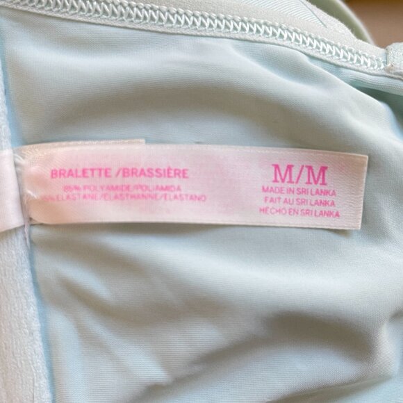 Victoria's Secret Pink Bra Bralette Medium Blue Green Cage Criss Cross Strappy - Picture 5 of 6